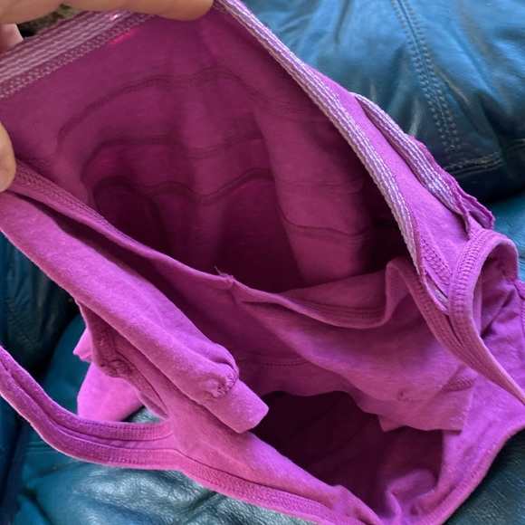 Prana Camisole Hemp cotton stretch ruffle shelf bra pink purple magenta medium M - Picture 8 of 11